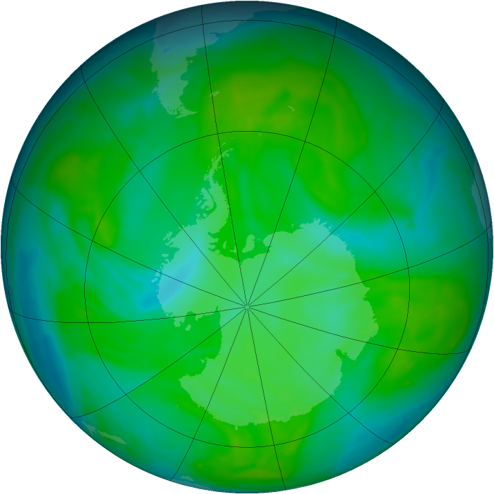 Antarctic ozone map for 08 December 2013